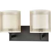 Ashland 16" Wide 2 Light Vanity Light in Matte Black & White Fabric