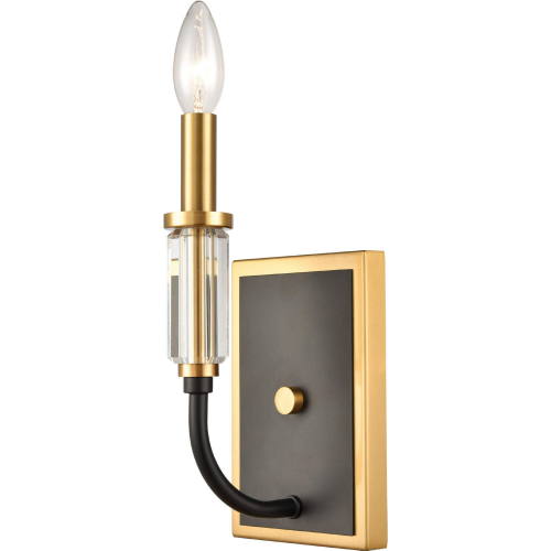 Glendon 11"H 1 Light Wall Sconce in Black & Burnished Brass