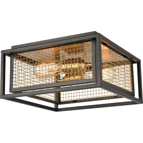 Jarvis 12"W 2 Light Flush Mount in Black & Burnished Brass