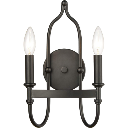 Wickshire 14"H 2 Light Wall Sconce in Matte Black Metal