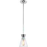 Modley 6"W 1 Light Ceiling Pendant Light in Chrome, Aqua & Clear Glass