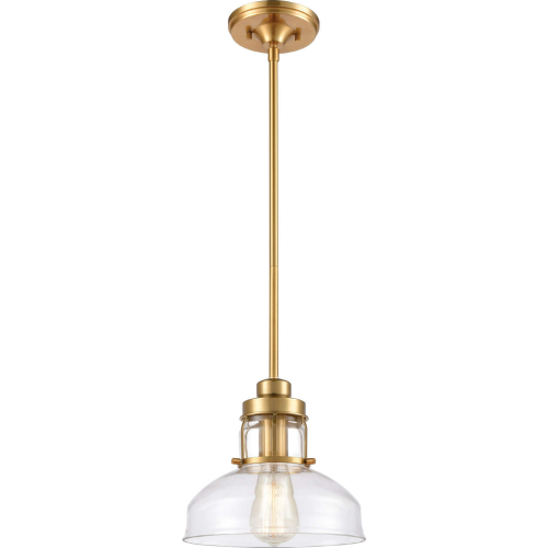 Manhattan Boutique 9"W 1 Light Ceiling Pendant Light in Brushed Brass & Glass