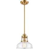 Manhattan Boutique 9"W 1 Light Ceiling Pendant Light in Brushed Brass & Glass