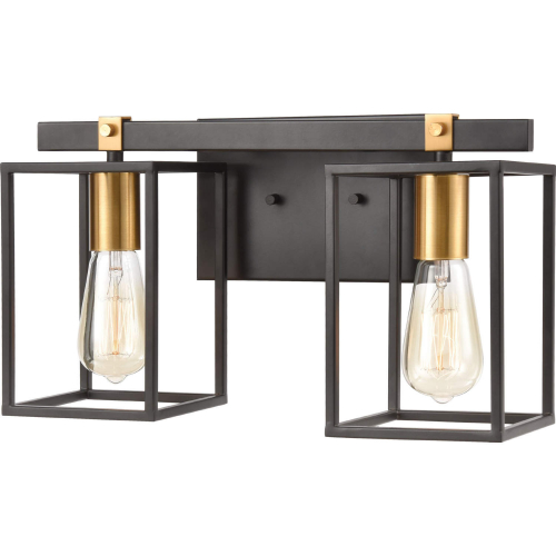 Cloe 16"W 2 Light Vanity Light in Matte Black & Brushed Brass