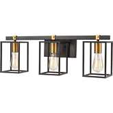 Cloe 26"W 3 Light Vanity Light in Matte Black & Brushed Brass