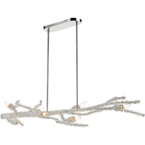 Winter's Spray 7 Light Linear Chandelier in Polished Chrome, Crystal & Glass