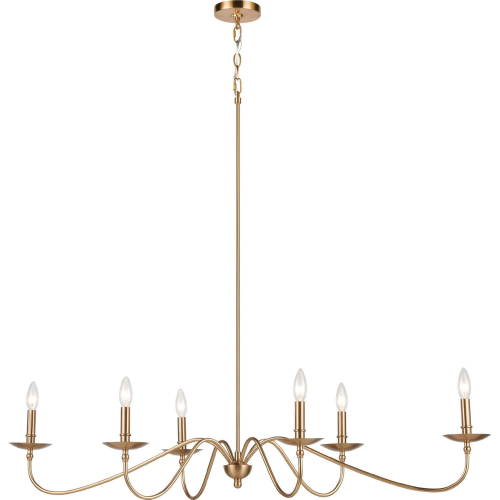 Wellsley 47"W 6 Light Chandelier in Burnished Brass