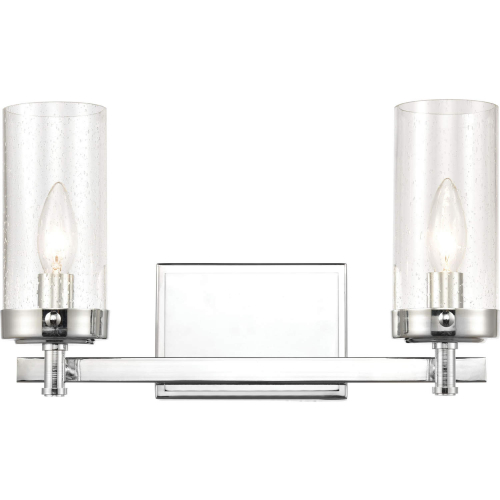 Melinda 15"W 2 Light Vanity Light in Polished Chrome & Seeded Glass