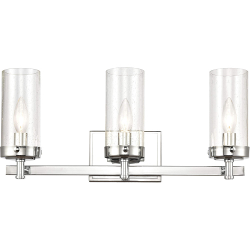 Melinda 20"W 3 Light Vanity Light in Polished Chrome & Seeded Glass