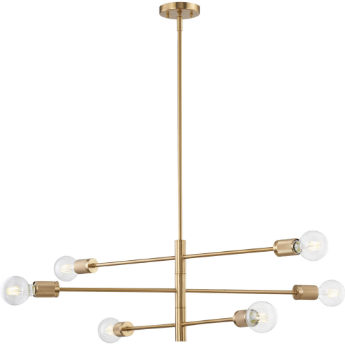 Module 34"W 6 Light Chandelier in Burnished Brass