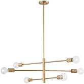 Module 34"W 6 Light Chandelier in Burnished Brass