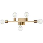 Attune 22"W 5 Light Vanity Light in Burnished Brass