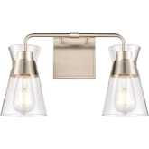 Brookville 15"W 2 Light Vanity Light in Satin Nickel & Clear Glass