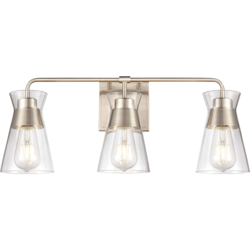 Brookville 22"W 3 Light Vanity Light in Satin Nickel & Clear Glass