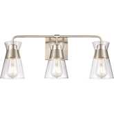 Brookville 22"W 3 Light Vanity Light in Satin Nickel & Clear Glass