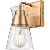 Brookville 9"H 1 Light Wall Sconce in Burnished Brass & Clear Glass