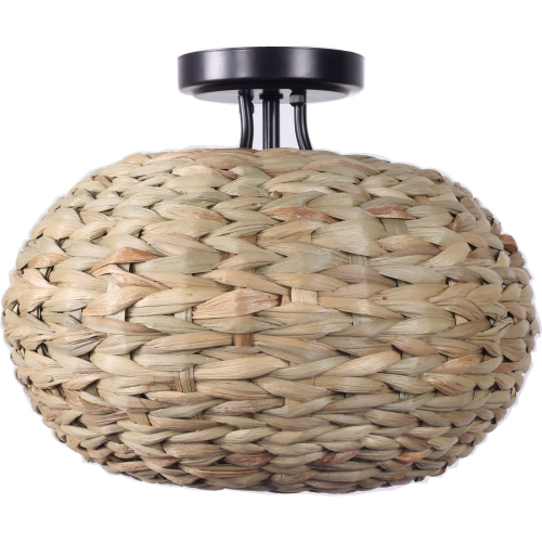 Cove 13.75"W 1 Light Semi Flush Mount in Seagrass & Bronze