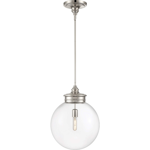 Emma 1 Light Glass Pendant in Polished Nickel & Opal Glass