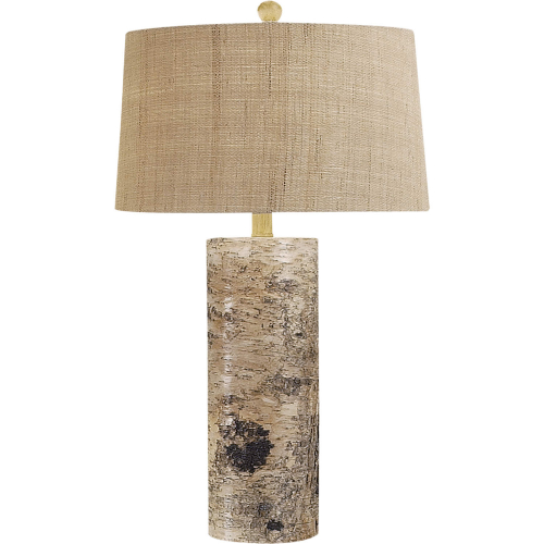 Aspen Bark 30"H 1 Light Table Lamp in Natural Wood & Burlap