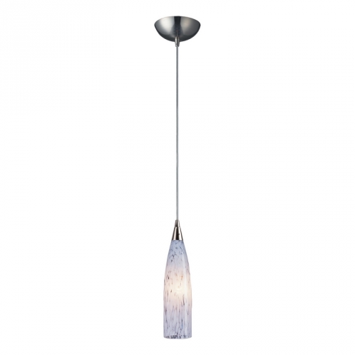 Lungo 1 Light Pendant Light in Satin Nickel w/ Snow White Glass (LED)