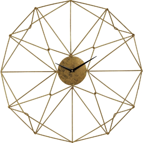 Angular Wirework Wall Clock in Gold