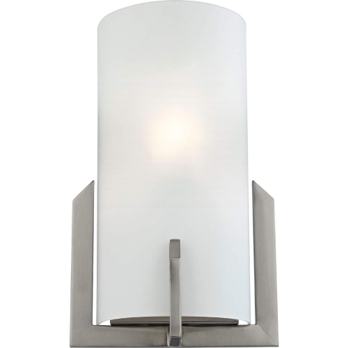 Wall Sconces 12"H 1 Light Wall Sconce in Brushed Nickel & White Frosted Glass