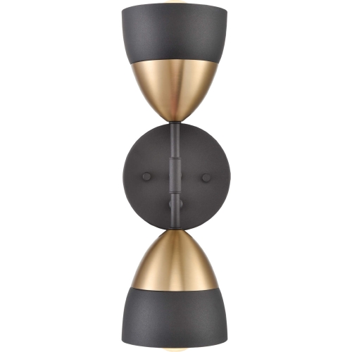 Milla 14"H 2 Light Wall Sconce in Charcoal Black & Brushed Gold Metal