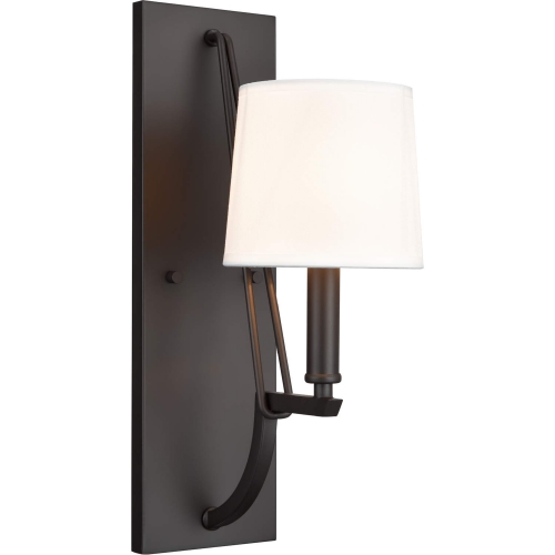 Robinson 16"H 1 Light Wall Sconce in Black Metal & Off White Fabric