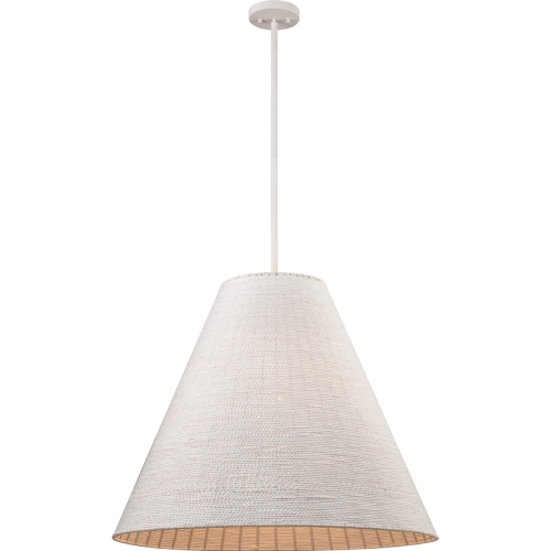 Sophie 30"W 4 Light Ceiling Pendant Light in White Coral Metal & Off White Rope