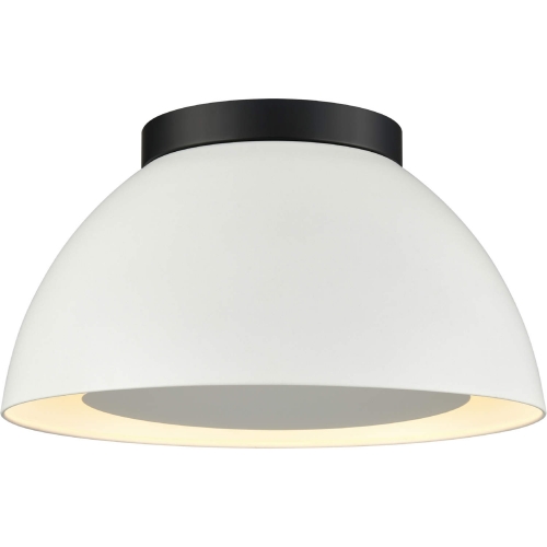 Pelham 10"W 2 Light Flush Mount in Black & White Metal