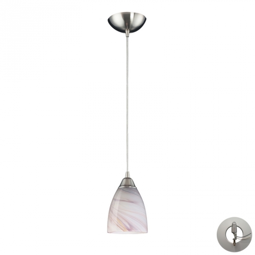 Pierra 1 Light Ceiling Pendant Light in Satin Nickel & Creme Glass