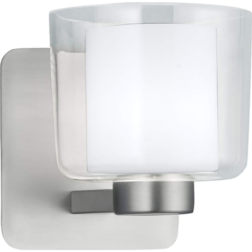 Alexus 1 Light Vanity Wall Sconce in Brushed Nickel & Glass