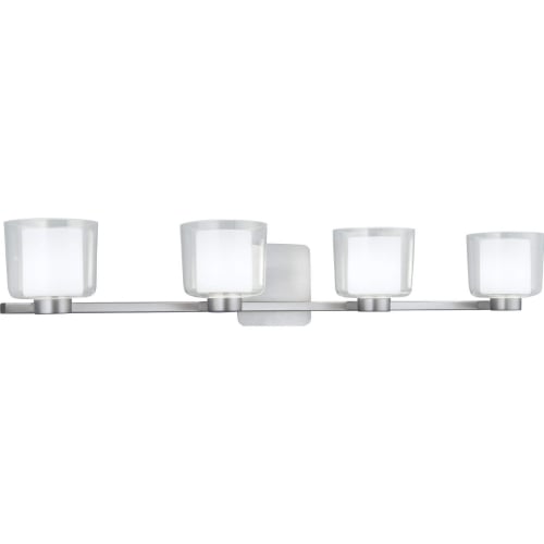 Alexus 4 Light Vanity Wall Sconce in Brushed Nickel & Glass