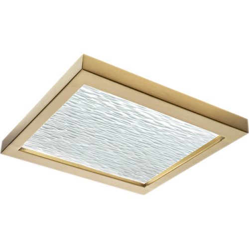 For Square LED Flush Mount Light in Satin Brass & Textured White Resin