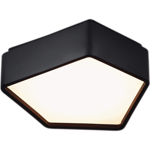 Fenway Flush Mount Light in Black Metal & Opal Glass