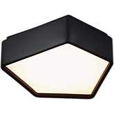 Fenway Flush Mount Light in Black Metal & Opal Glass