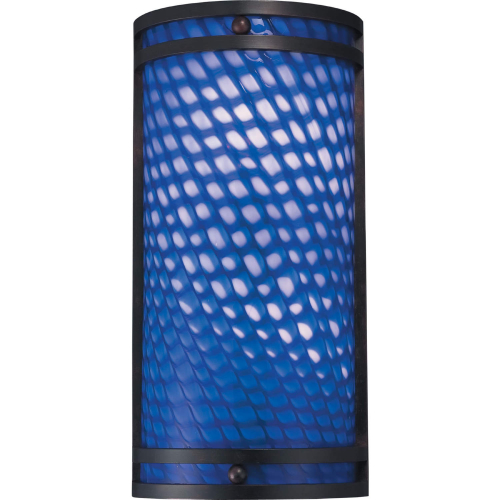 Arco Baleno 16"H 2 Light Wall Sconce in Dark Rust & Sapphire Blue Glass