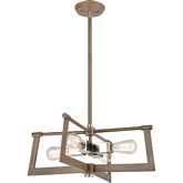 Axis 21" Wide 4 Light Pendant in Light Wood Finish Metal & Nickel