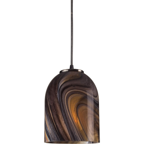 Swirl 6"W 1 Light Ceiling Pendant Light in Satin Nickel & Swirl Glass