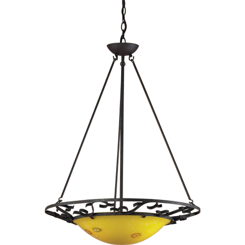 Lumina 23"W 3 Light Pendant in Dark Rust & Multicolor Glass