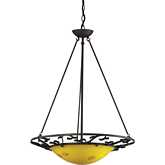 Lumina 23"W 3 Light Pendant in Dark Rust & Multicolor Glass