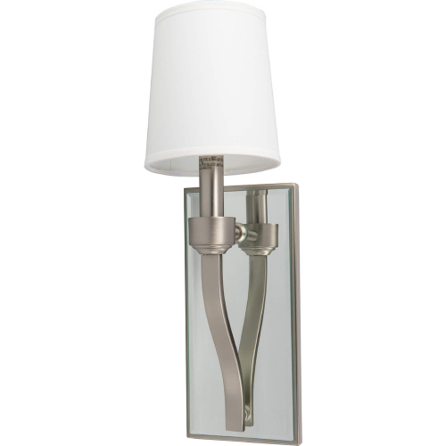 Roule Mirror Wall Sconce in Brushed Nickel & White Fabric