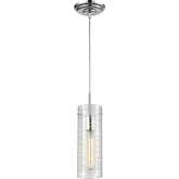 Swirl 5"W 1 Light Pendant in Polished Chrome & Clear Etched Glass