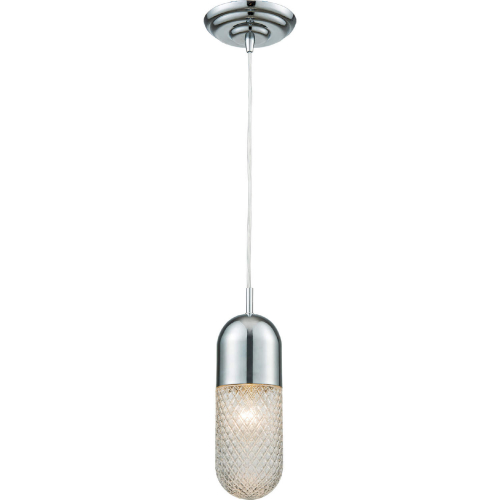 Capsula 4"W 1 Light Ceiling Pendant Light in Polished Chrome & Clear Textured Glass