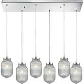 Dubois 32"W 6 Light Ceiling Pendant Light in Polished Chrome & Clear Glass