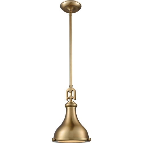 Rutherford 1 Light Ceiling Pendant in Satin Brass w/ Frosted Glass Diffuser