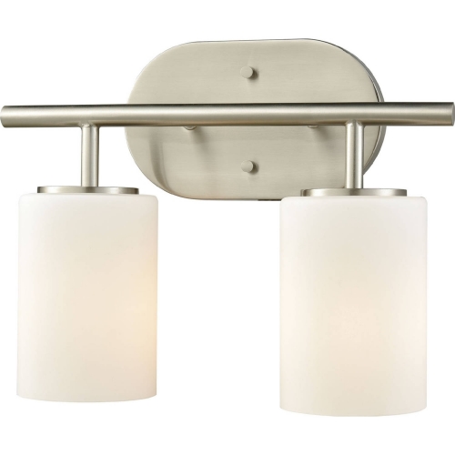 Pemlico 2 Light Bathroom Vanity Light in Satin Nickel w/ White Glass