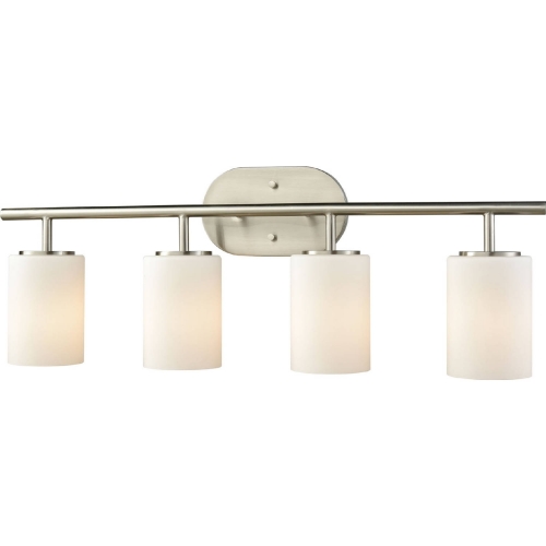 Pemlico 4 Light Bathroom Vanity Light in Satin Nickel w/ White Glass