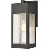 Angus 17"H 1 Light Outdoor Wall Sconce in Charcoal Metal & Heavy Seeded Glass