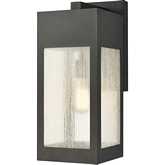 Angus 20"H 1 Light Outdoor Wall Sconce in Charcoal Metal & Heavy Seeded Glass